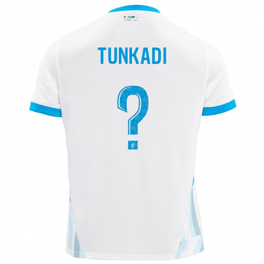 ילדים כדורגל Alexandre Tunkadi #0 שמים כחולים לבנים ג'רזי ביתית 2024/25