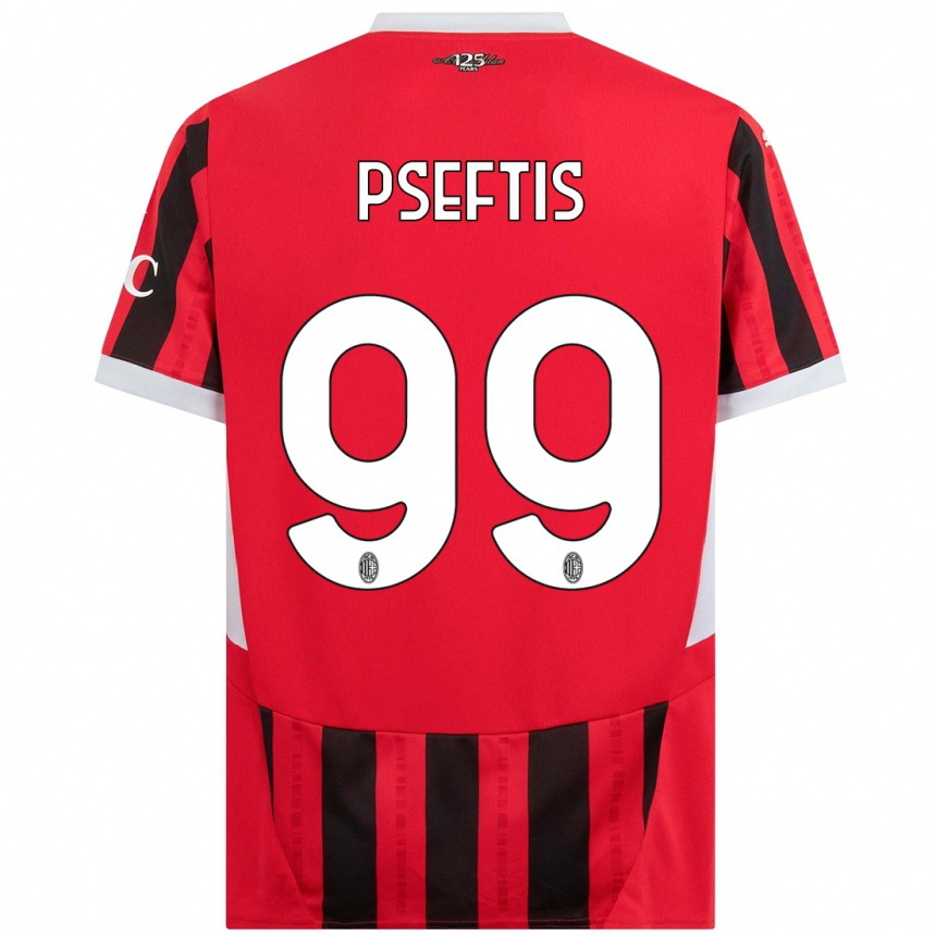 ילדים כדורגל Fotios Pseftis #99 אדום שחור ג'רזי ביתית 2024/25