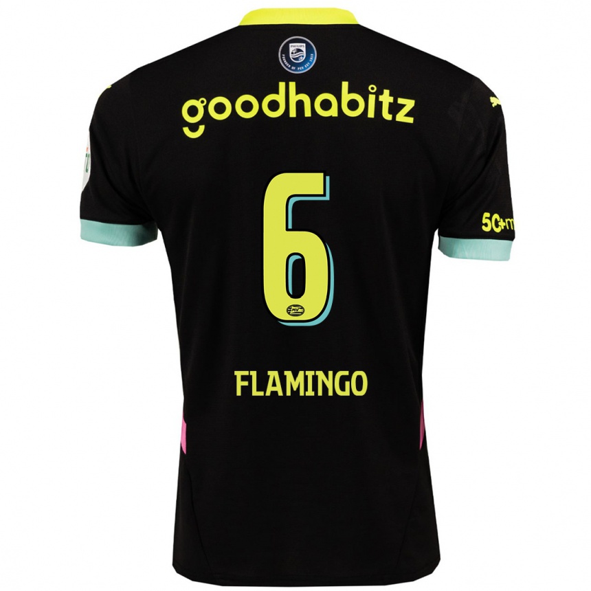 ילדים כדורגל Ryan Flamingo #6 שחור צהוב הרחק ג'רזי 2024/25
