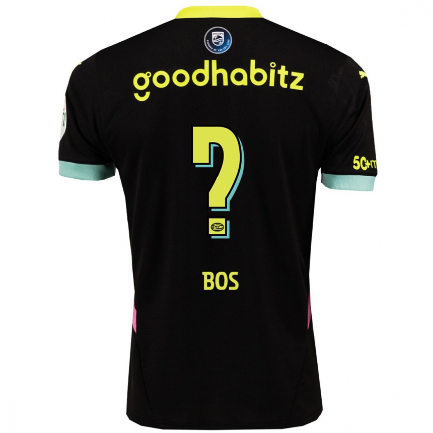 ילדים כדורגל Floris Bos #0 שחור צהוב הרחק ג'רזי 2024/25