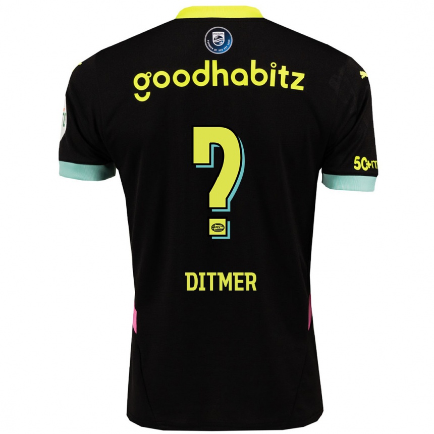 ילדים כדורגל Sébas Ditmer #0 שחור צהוב הרחק ג'רזי 2024/25