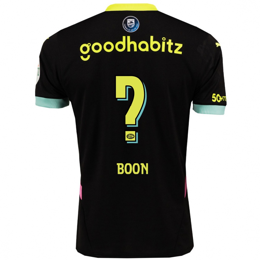 ילדים כדורגל Rens Boon #0 שחור צהוב הרחק ג'רזי 2024/25