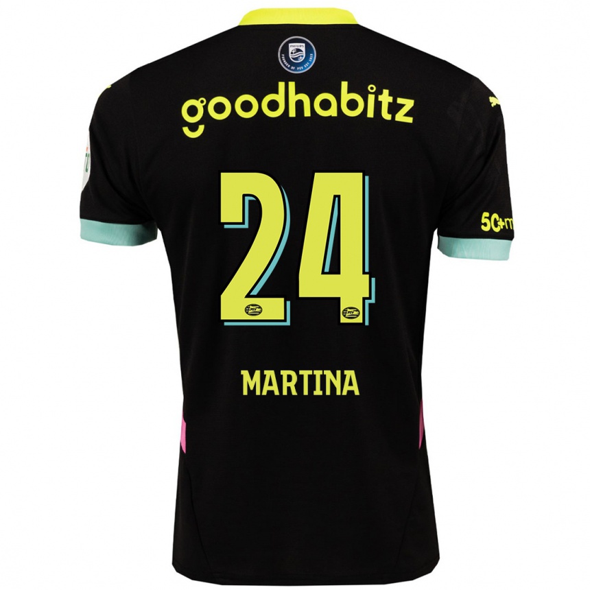 ילדים כדורגל Shijona Martina #24 שחור צהוב הרחק ג'רזי 2024/25