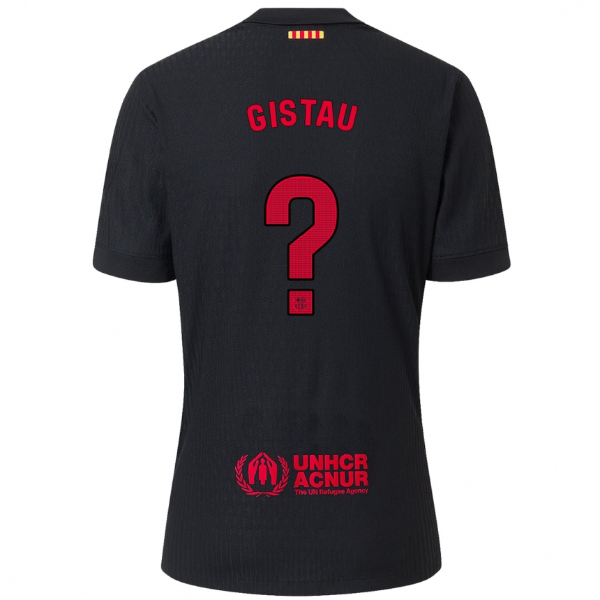 ילדים כדורגל Òscar Gistau #0 שחור אדום הרחק ג'רזי 2024/25