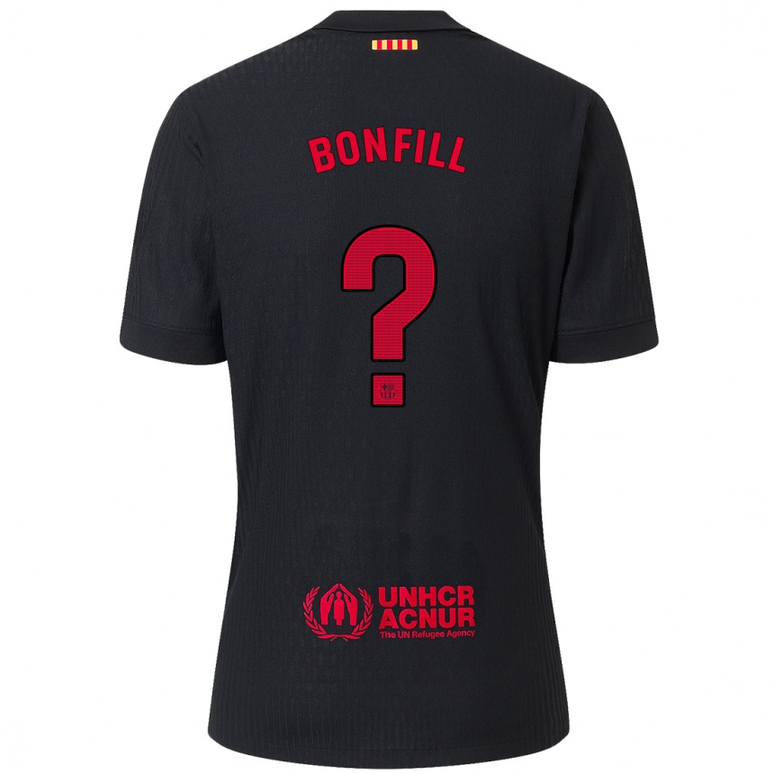 ילדים כדורגל Max Bonfill #0 שחור אדום הרחק ג'רזי 2024/25