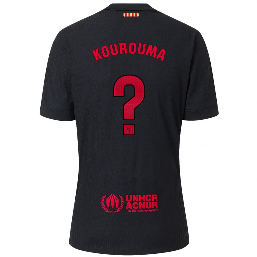 ילדים כדורגל Baba Kourouma #0 שחור אדום הרחק ג'רזי 2024/25