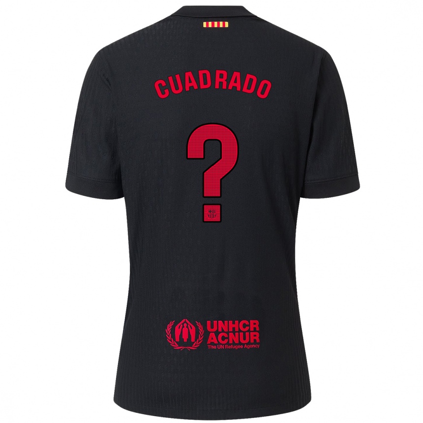ילדים כדורגל Adrián Cuadrado #0 שחור אדום הרחק ג'רזי 2024/25