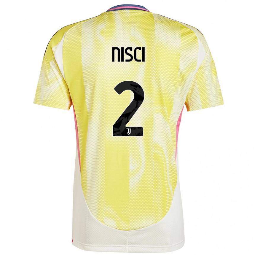 ילדים כדורגל Alessandro Nisci #2 צהוב סולארי הרחק ג'רזי 2024/25