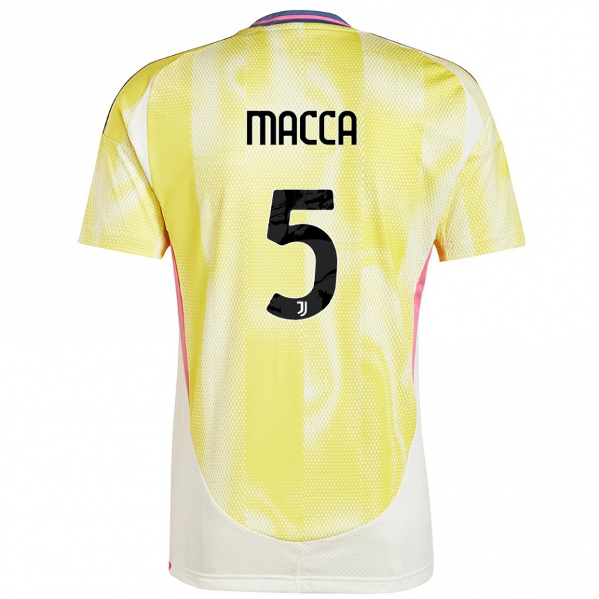 ילדים כדורגל Federico Macca #5 צהוב סולארי הרחק ג'רזי 2024/25