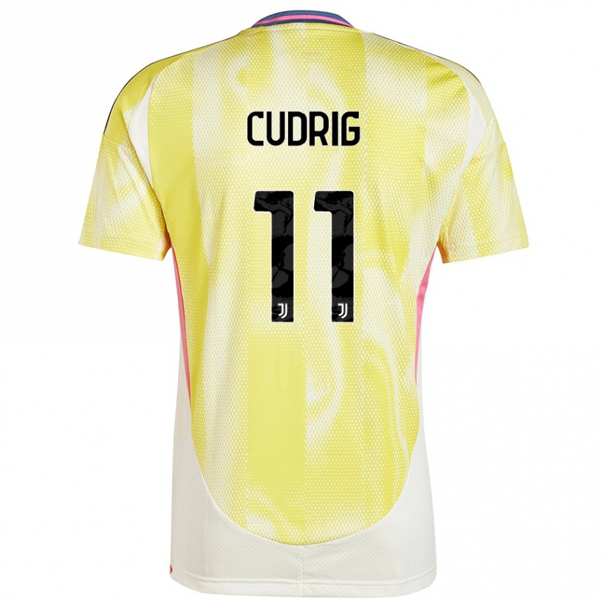 ילדים כדורגל Nicolò Cudrig #11 צהוב סולארי הרחק ג'רזי 2024/25