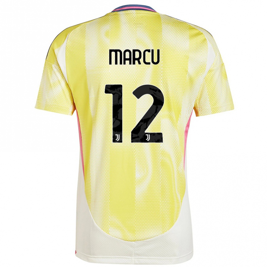 ילדים כדורגל Alessio Marcu #12 צהוב סולארי הרחק ג'רזי 2024/25