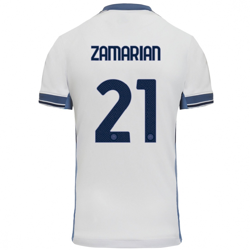 ילדים כדורגל Matteo Zamarian #21 לבן אפור הרחק ג'רזי 2024/25