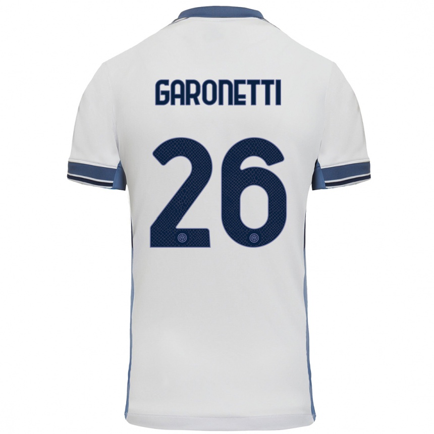 ילדים כדורגל Gabriele Garonetti #26 לבן אפור הרחק ג'רזי 2024/25