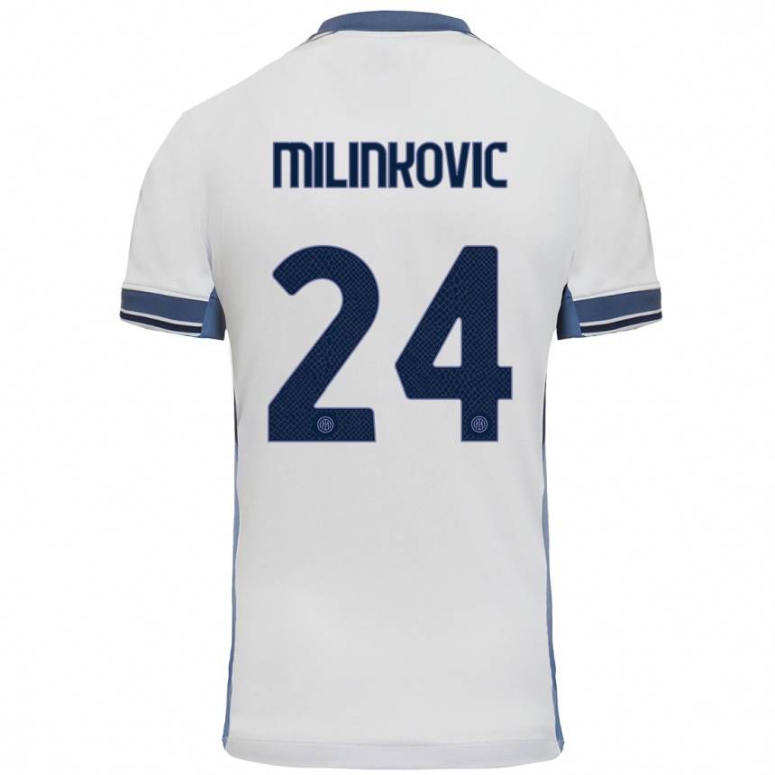ילדים כדורגל Marija Milinković #24 לבן אפור הרחק ג'רזי 2024/25
