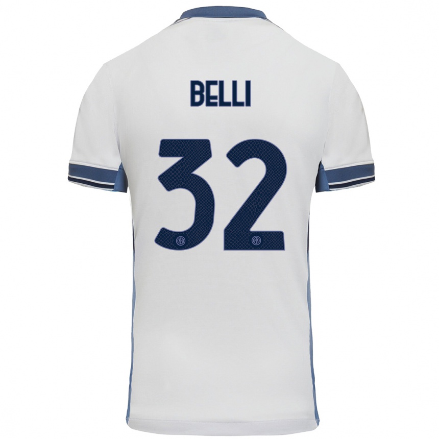 ילדים כדורגל Elena Belli #32 לבן אפור הרחק ג'רזי 2024/25