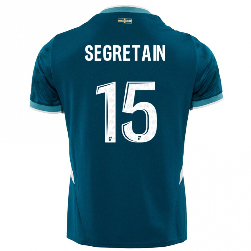 ילדים כדורגל Julie Ségrétain #15 כחול טורקיז הרחק ג'רזי 2024/25