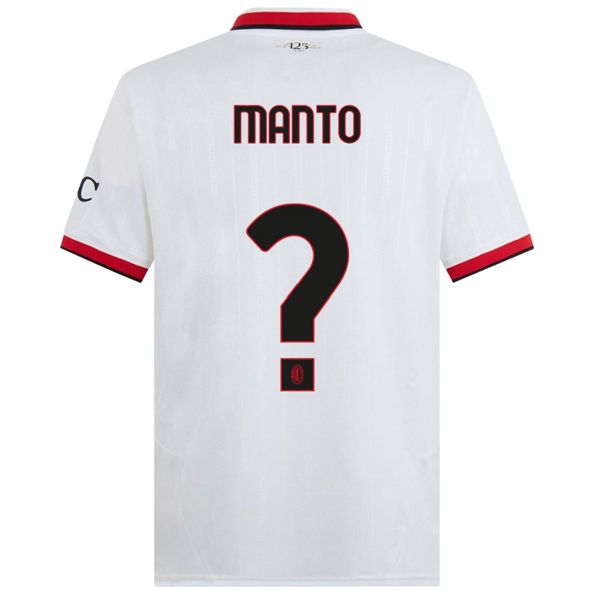 ילדים כדורגל Gaetano Manto #0 לבן שחור אדום הרחק ג'רזי 2024/25