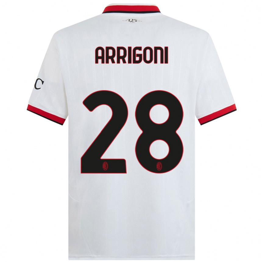 ילדים כדורגל Giorgia Arrigoni #28 לבן שחור אדום הרחק ג'רזי 2024/25