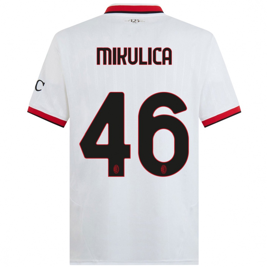 ילדים כדורגל Petra Mikulica #46 לבן שחור אדום הרחק ג'רזי 2024/25