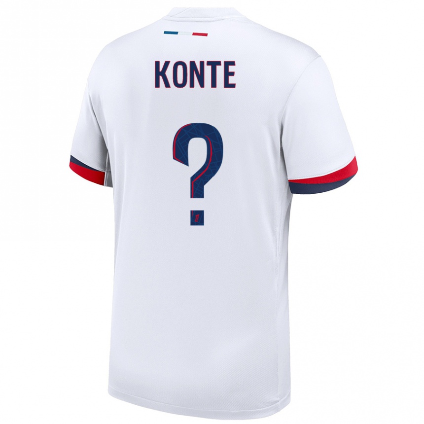 ילדים כדורגל Maeta Konte #0 לבן כחול אדום הרחק ג'רזי 2024/25