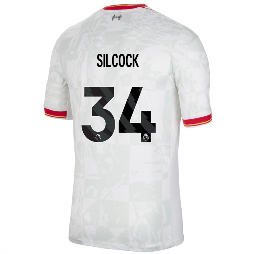 ילדים כדורגל Hannah Silcock #34 לבן אדום שחור ג'רזי קיט שלישי 2024/25