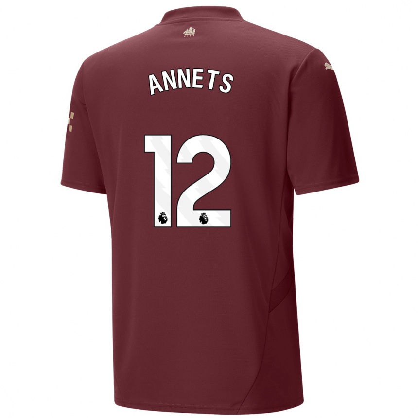 ילדים כדורגל Eve Annets #12 חוּם עֲרמוֹנִי ג'רזי קיט שלישי 2024/25