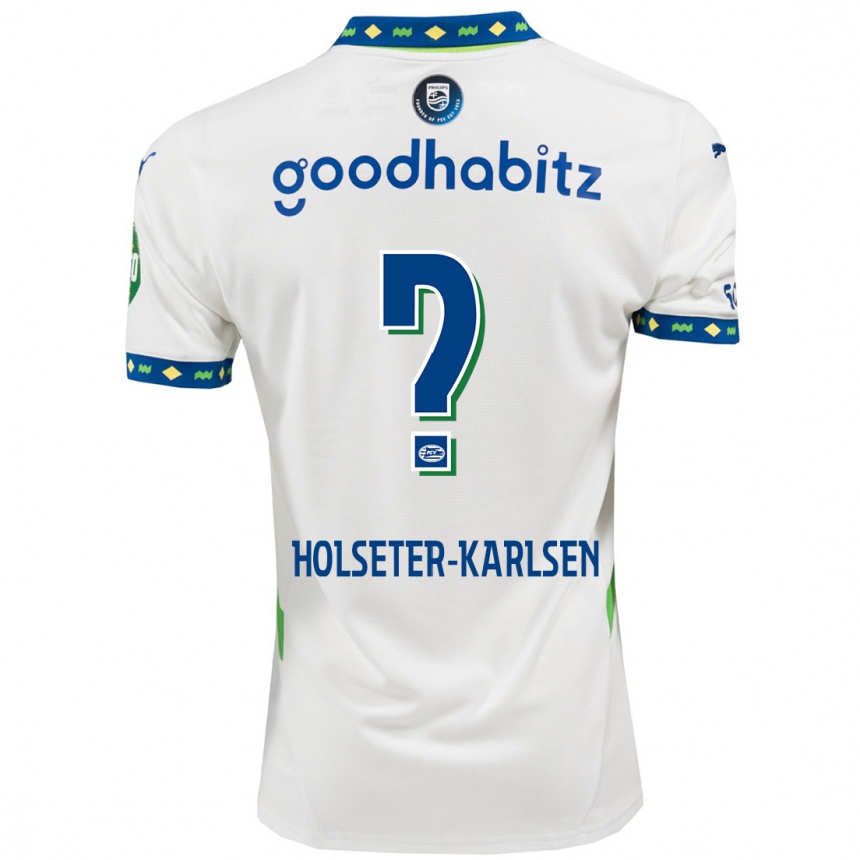 ילדים כדורגל Philip Holseter-Karlsen #0 לבן כחול כהה ג'רזי קיט שלישי 2024/25