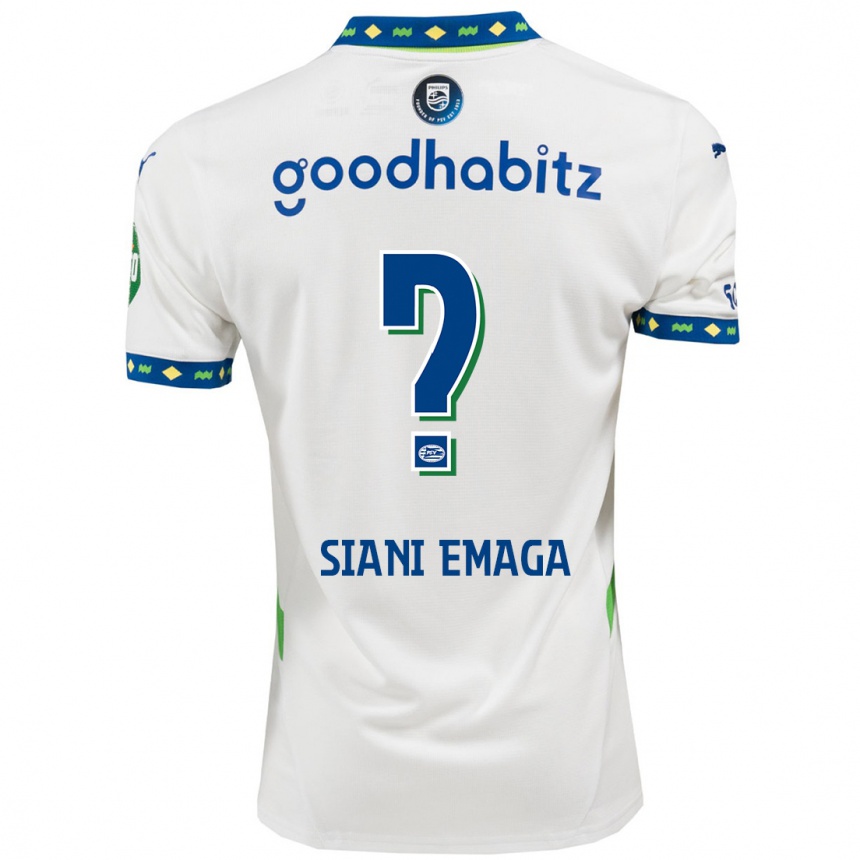 ילדים כדורגל Ezechiel Siani Emaga #0 לבן כחול כהה ג'רזי קיט שלישי 2024/25