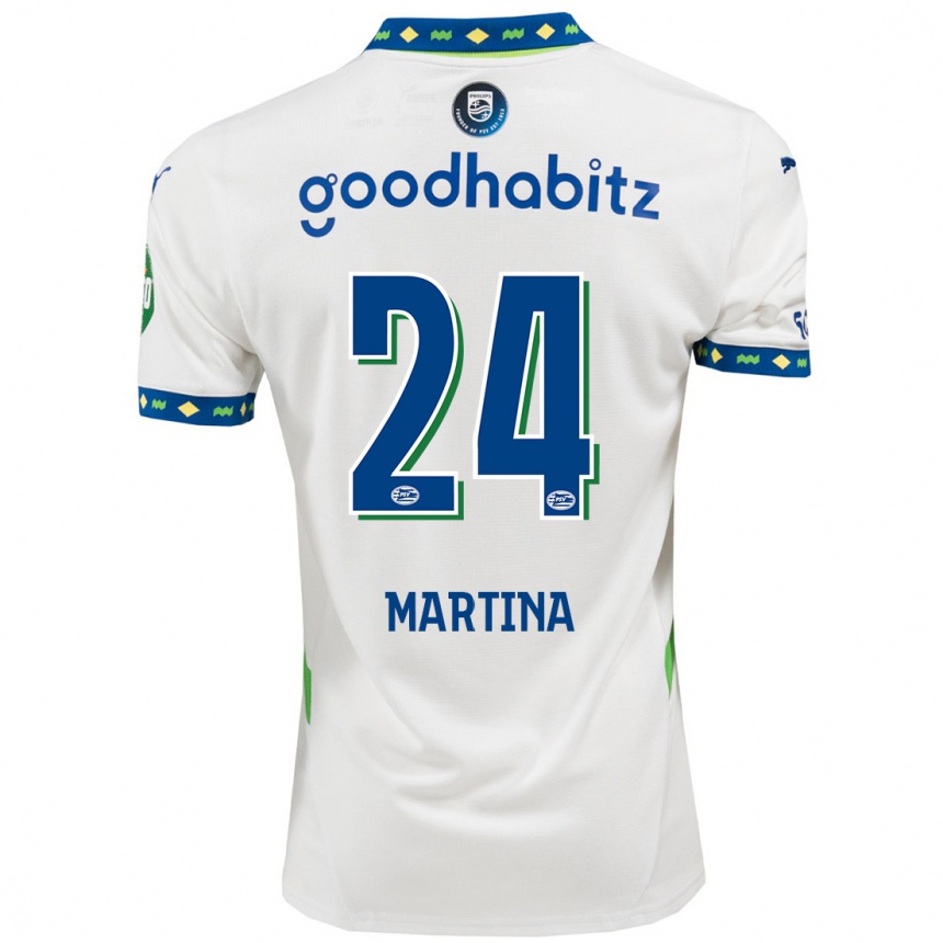 ילדים כדורגל Shijona Martina #24 לבן כחול כהה ג'רזי קיט שלישי 2024/25