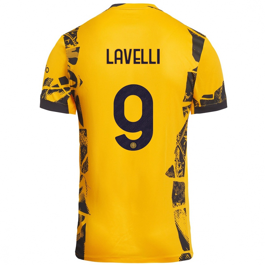 ילדים כדורגל Matteo Lavelli #9 זהב שחור ג'רזי קיט שלישי 2024/25