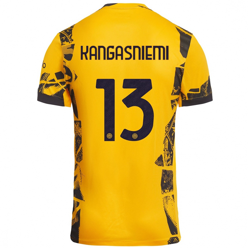 ילדים כדורגל Ilari Kangasniemi #13 זהב שחור ג'רזי קיט שלישי 2024/25