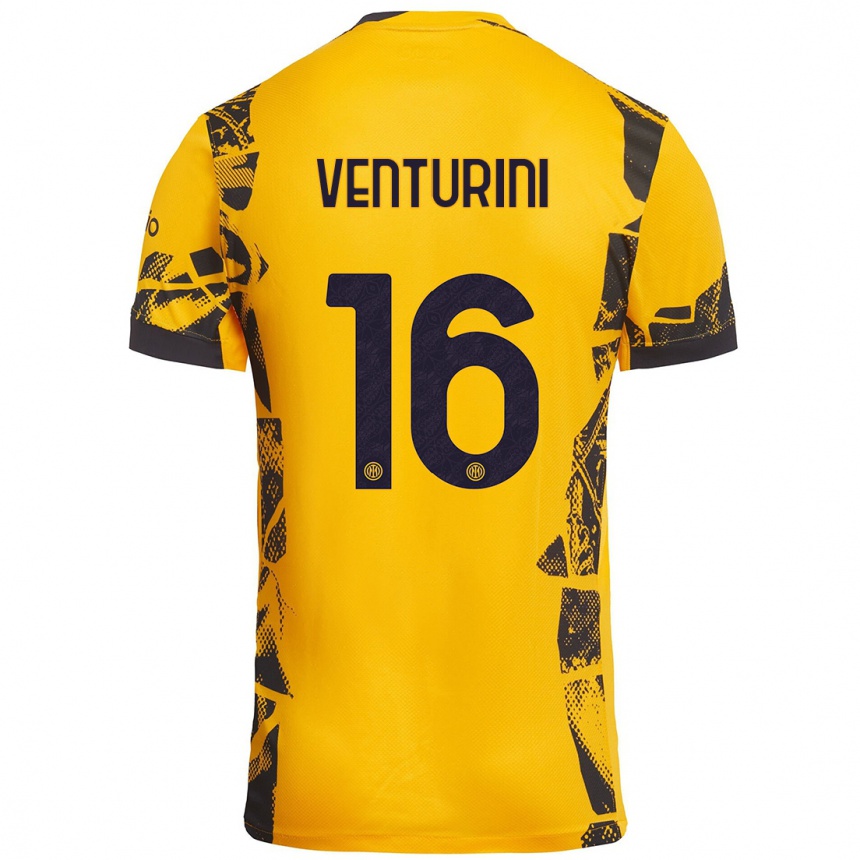 ילדים כדורגל Matteo Venturini #16 זהב שחור ג'רזי קיט שלישי 2024/25