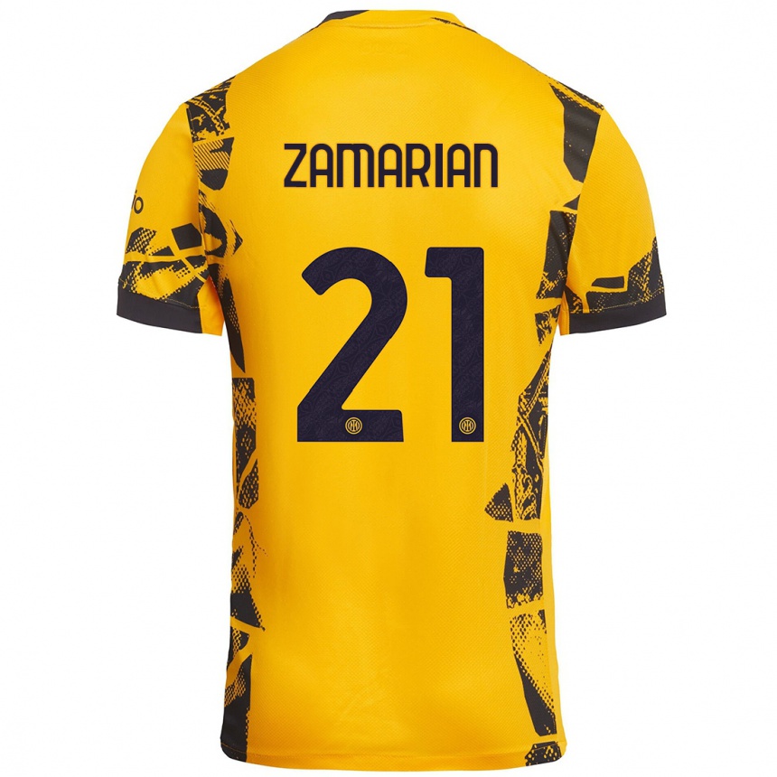 ילדים כדורגל Matteo Zamarian #21 זהב שחור ג'רזי קיט שלישי 2024/25