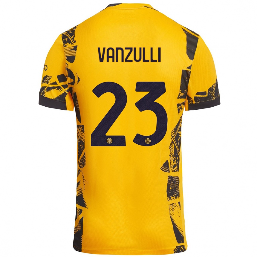 ילדים כדורגל Marco Vanzulli #23 זהב שחור ג'רזי קיט שלישי 2024/25