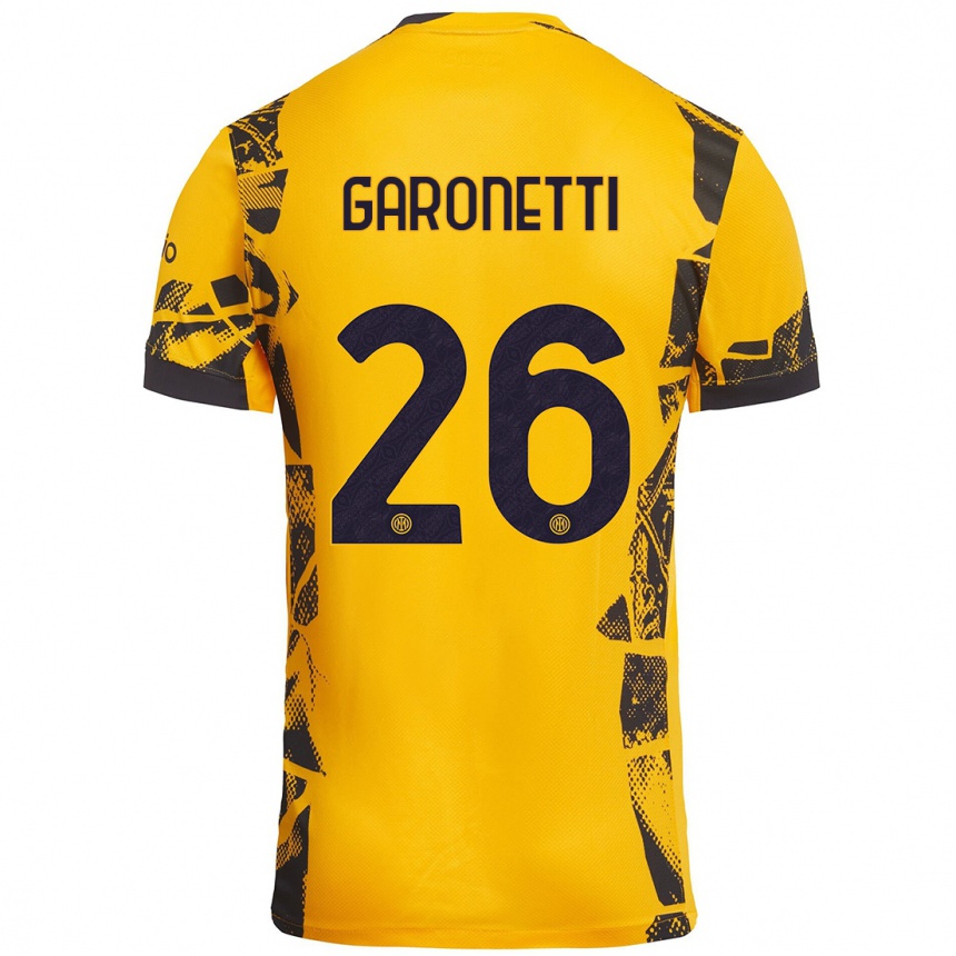 ילדים כדורגל Gabriele Garonetti #26 זהב שחור ג'רזי קיט שלישי 2024/25