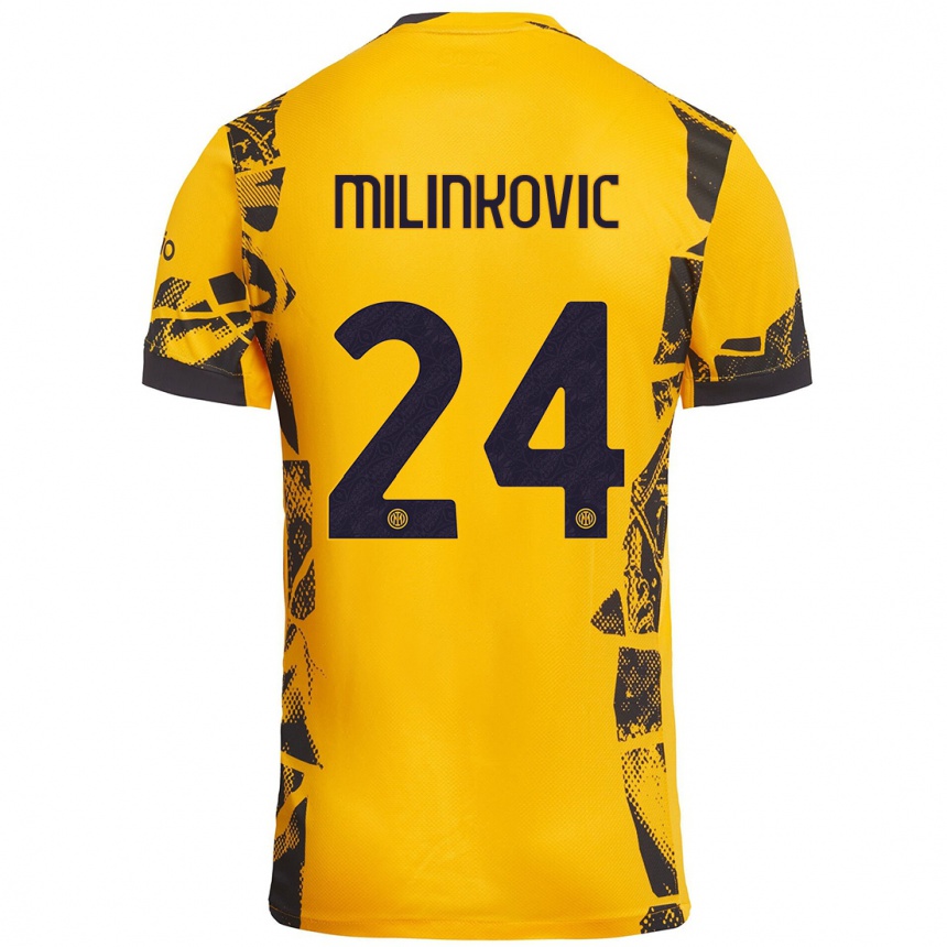 ילדים כדורגל Marija Milinković #24 זהב שחור ג'רזי קיט שלישי 2024/25