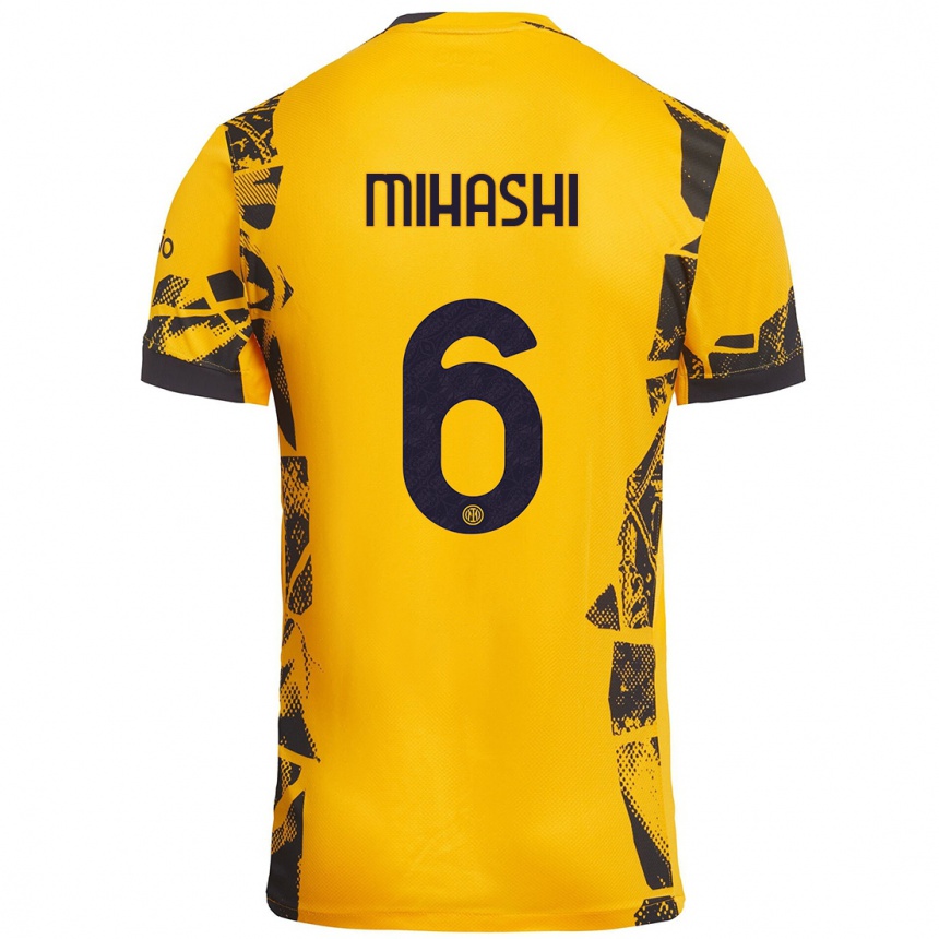 ילדים כדורגל Mana Mihashi #6 זהב שחור ג'רזי קיט שלישי 2024/25