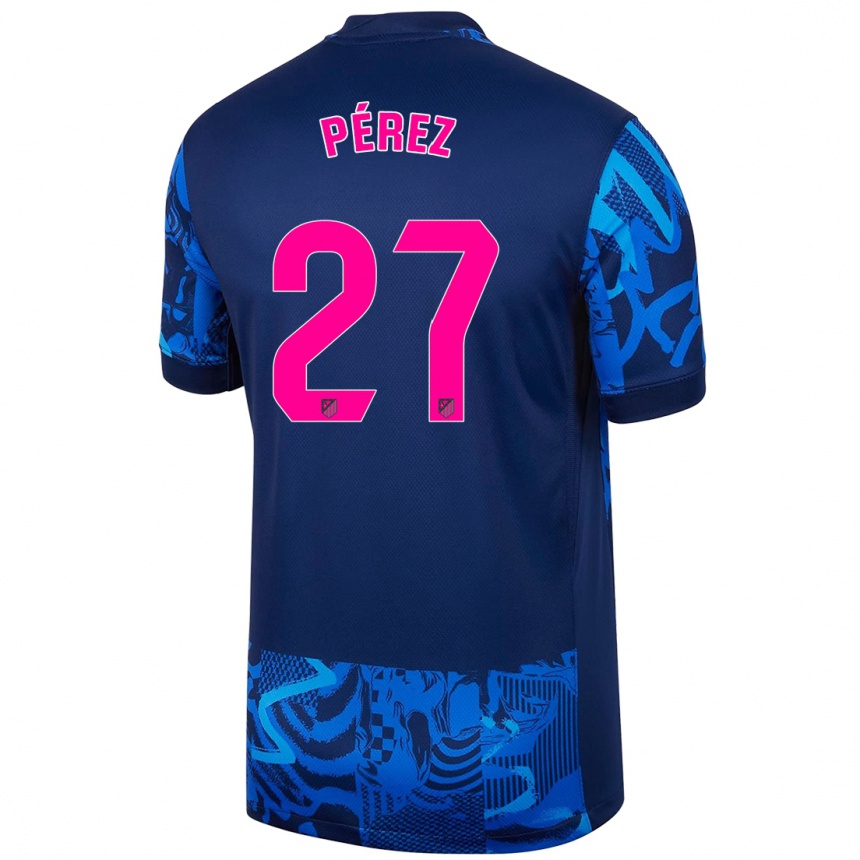 ילדים כדורגל Noé Pérez #27 כחול רויאל ג'רזי קיט שלישי 2024/25