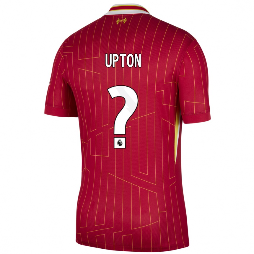 גברים כדורגל Joe Upton #0 אדום צהוב לבן ג'רזי ביתית 2024/25