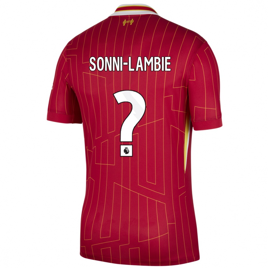 גברים כדורגל Joshua Sonni-Lambie #0 אדום צהוב לבן ג'רזי ביתית 2024/25