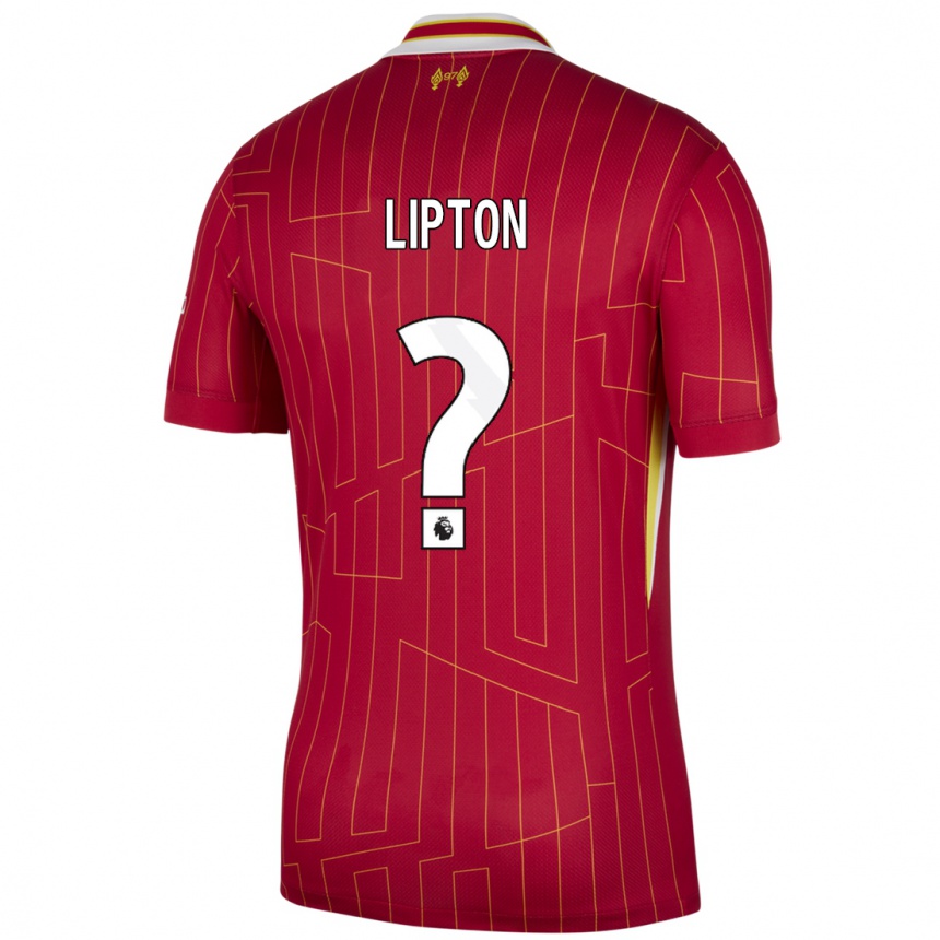 גברים כדורגל Joe Lipton #0 אדום צהוב לבן ג'רזי ביתית 2024/25