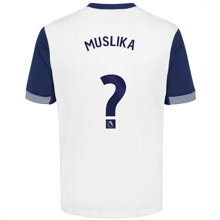 גברים כדורגל Armend Muslika #0 לבן כחול ג'רזי ביתית 2024/25