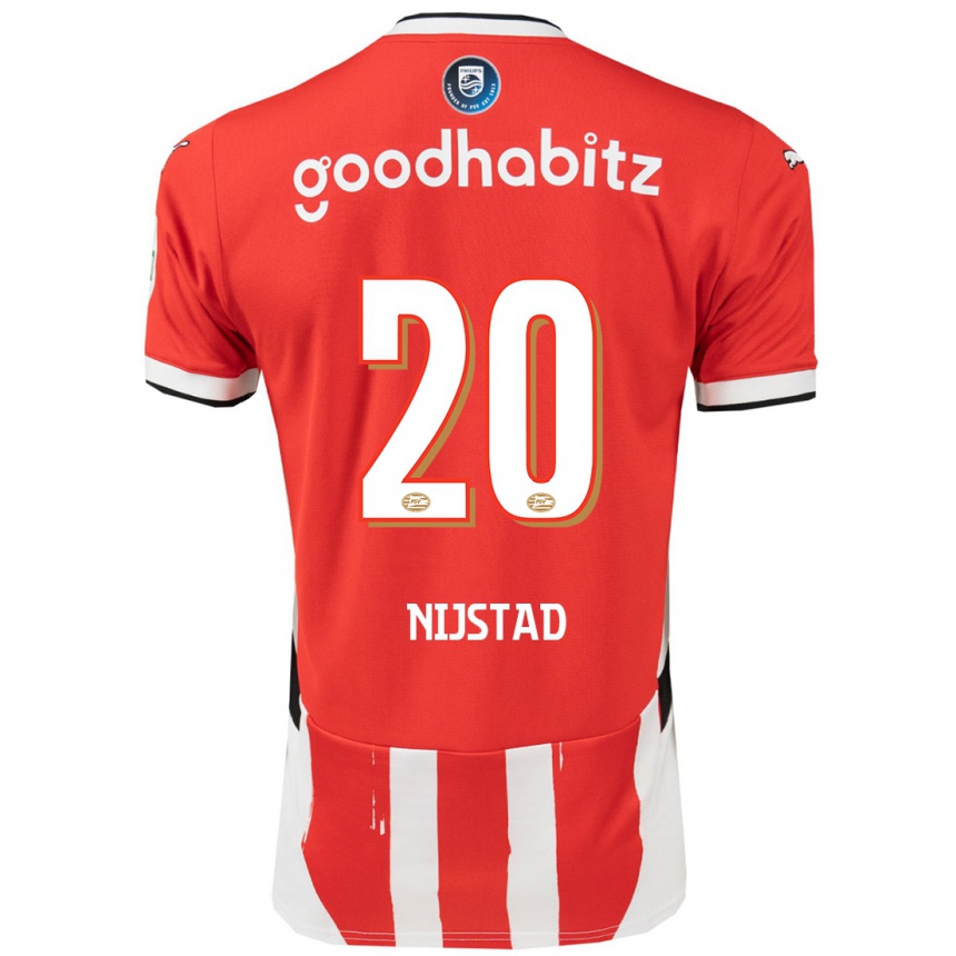 גברים כדורגל Nina Nijstad #20 אדום לבן ג'רזי ביתית 2024/25