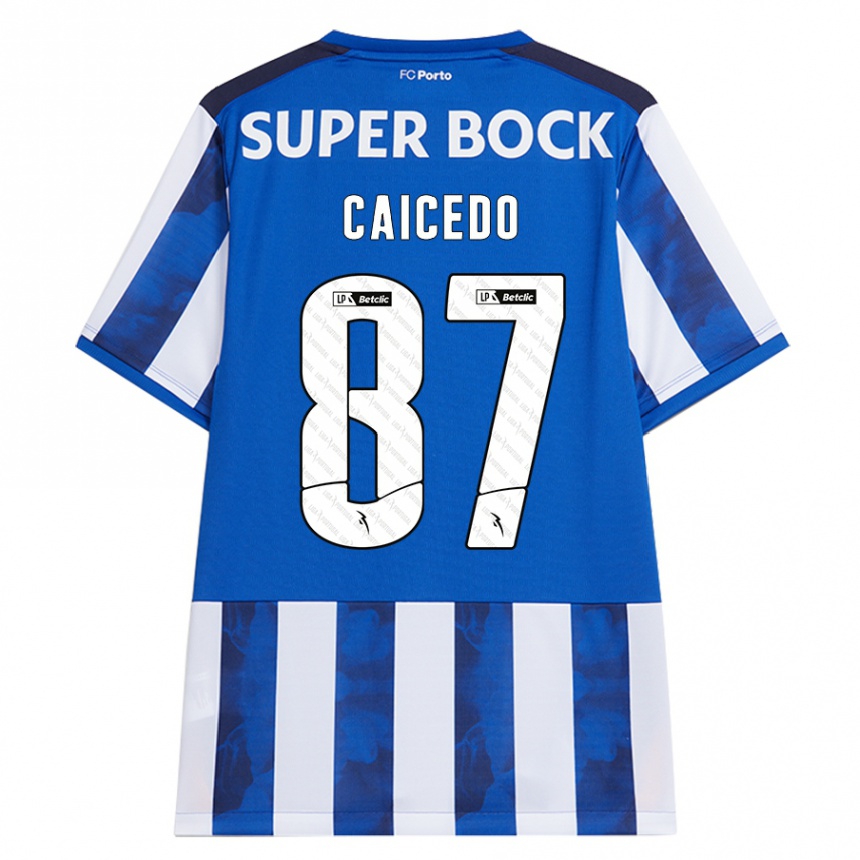 גברים כדורגל Brayan Caicedo #87 כחול לבן ג'רזי ביתית 2024/25