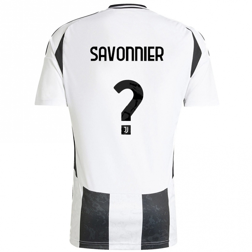 גברים כדורגל Nelson Savonnier #0 לבן שחור ג'רזי ביתית 2024/25