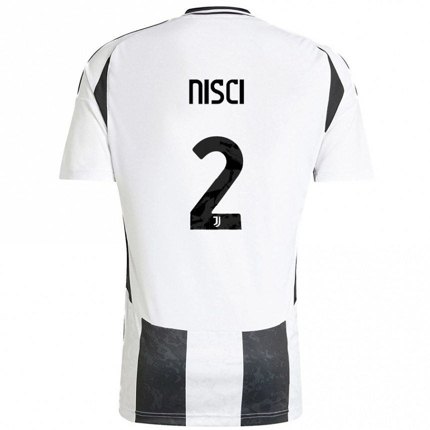 גברים כדורגל Alessandro Nisci #2 לבן שחור ג'רזי ביתית 2024/25
