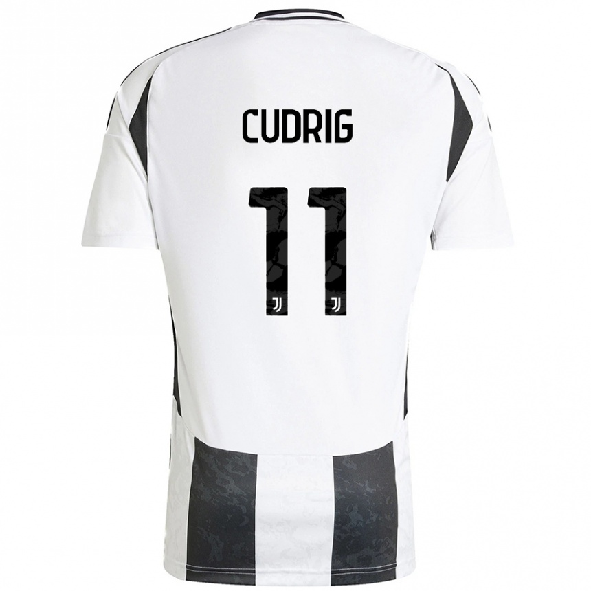גברים כדורגל Nicolò Cudrig #11 לבן שחור ג'רזי ביתית 2024/25