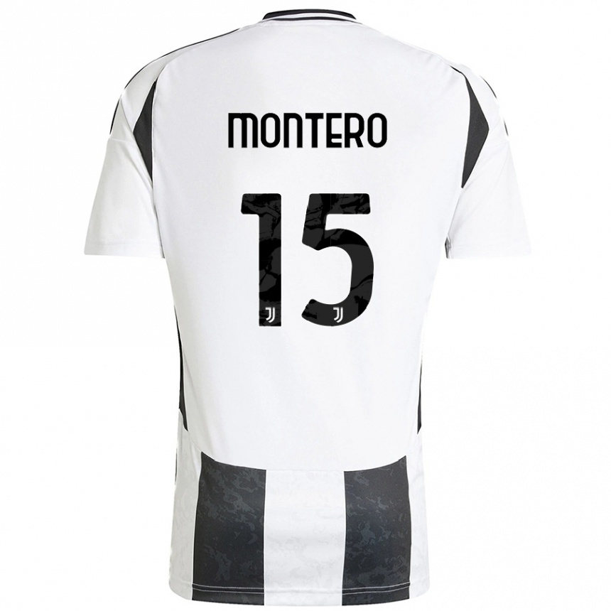 גברים כדורגל Alfonso Montero #15 לבן שחור ג'רזי ביתית 2024/25