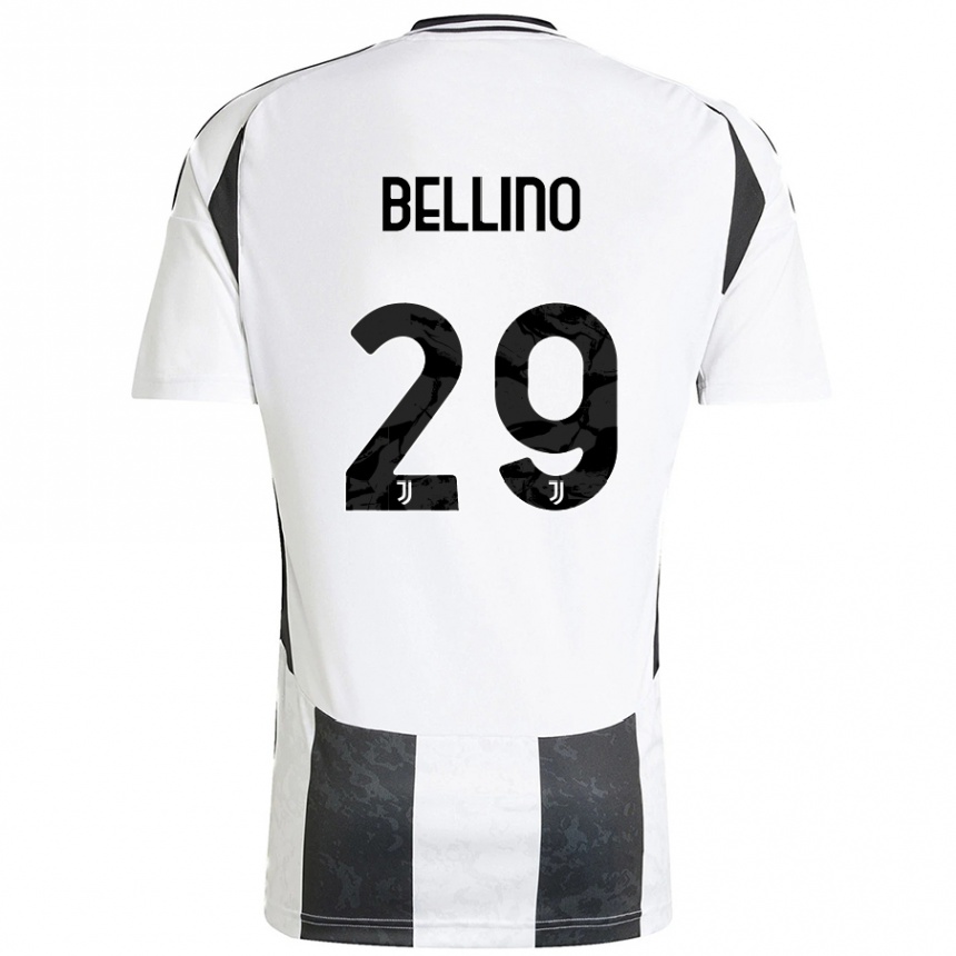 גברים כדורגל Filippo Bellino #29 לבן שחור ג'רזי ביתית 2024/25
