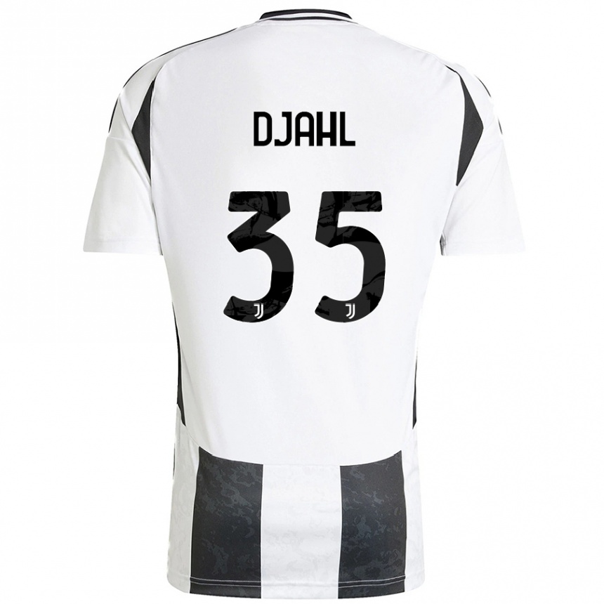 גברים כדורגל Rayan Djahl #35 לבן שחור ג'רזי ביתית 2024/25